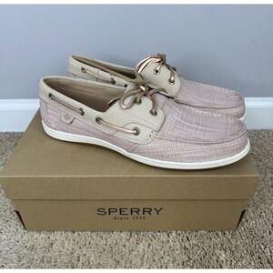 Sperry Deck Shoes Women's 12 Koifish Sparkle Rose Gold Accents Boat Slip Ons NIB